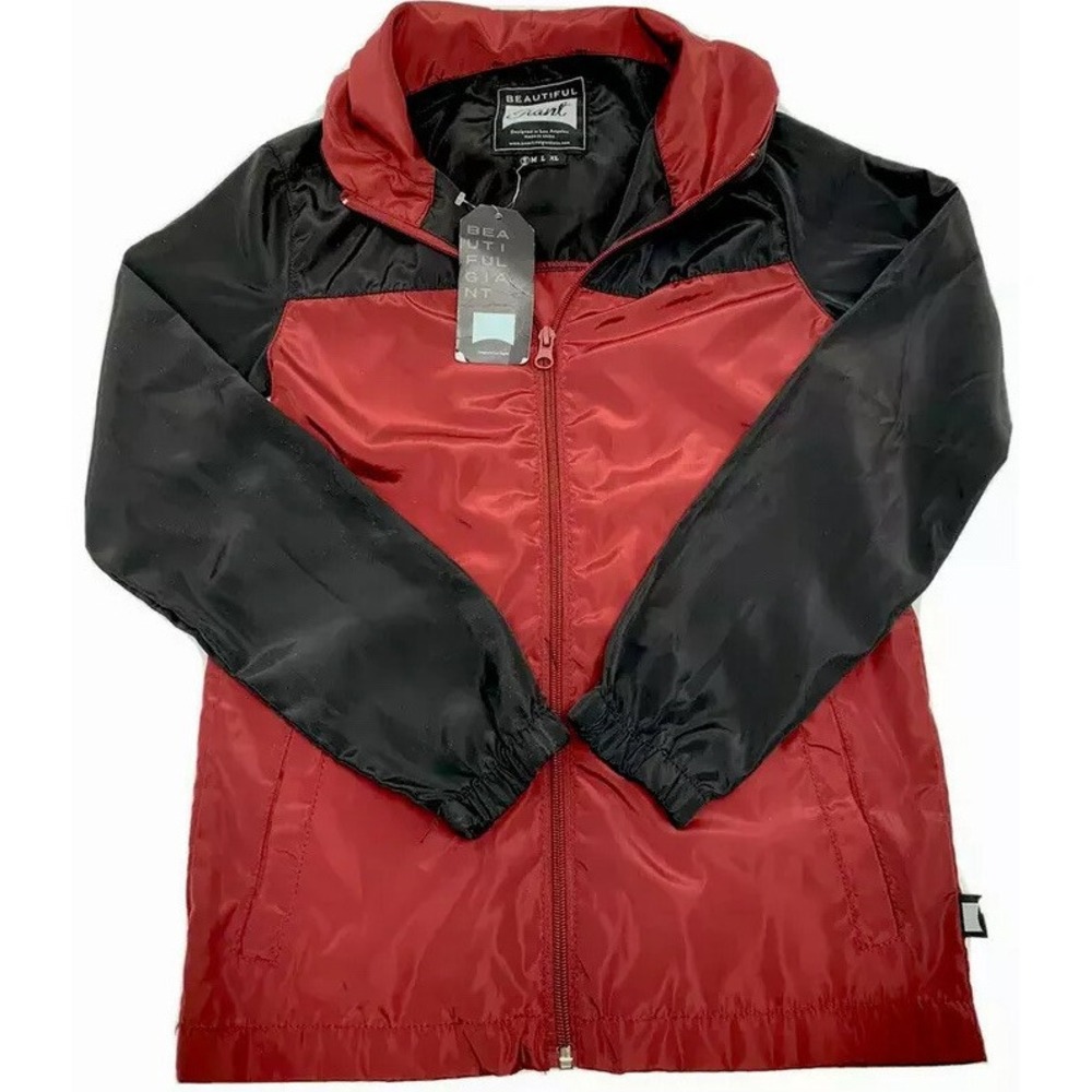 Boy's Lightweight Beautiful Jacket Brand Windbreaker Jacket Burgundy Black Small